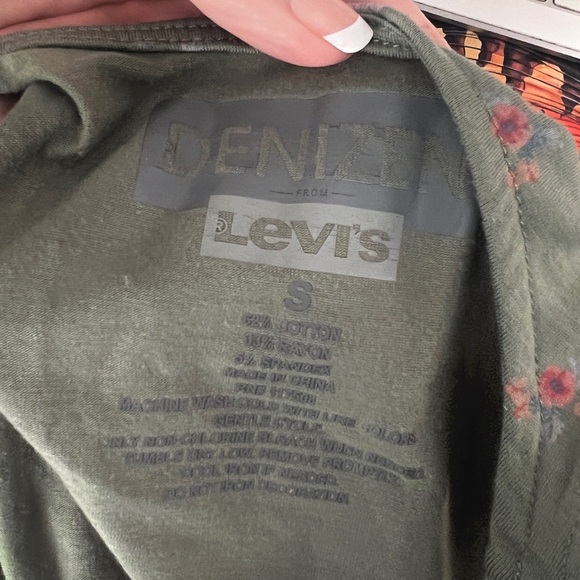 Y2k Vintage Tank Top size S Levis Denizen Green Darlin Tie Front Floral Western - Picture 4 of 6